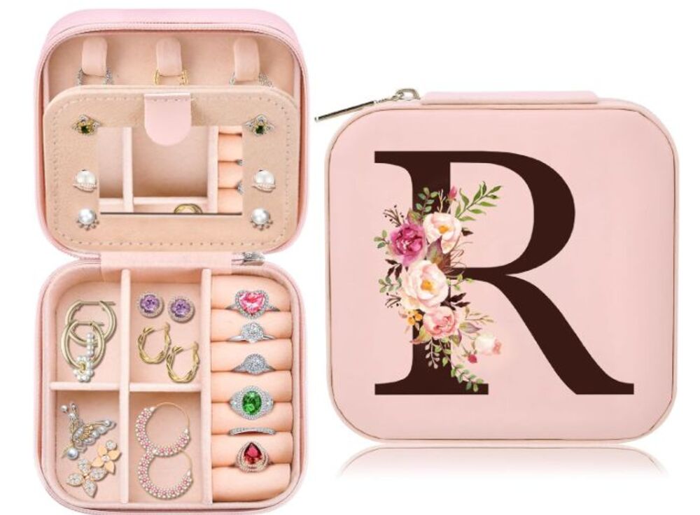 Christmas Gifts for Mom Initial Travel Jewelry Case Jewelry Box Jewelry Organize
